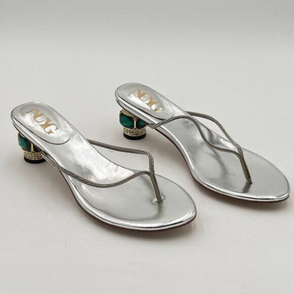 Silver Crystal Heel Sandals Casual Flip Flops Open Toe Daily Wearing Slippers - Picture 4 of 8